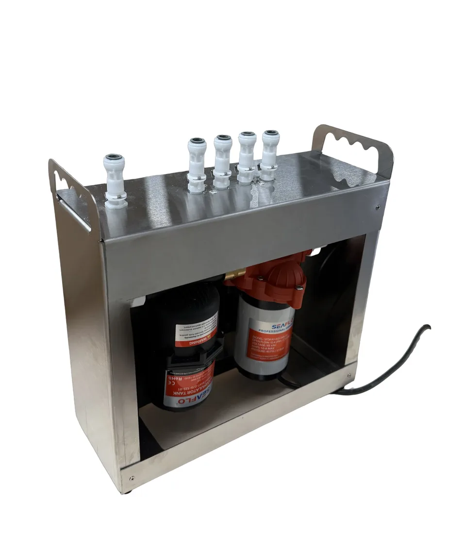 The Backbone water pump system in its stainless steel enclosure