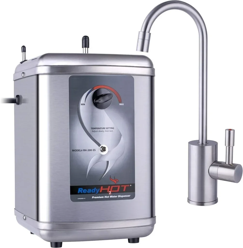 The instant hot water dispenser and tap in the RidgeCraft hot water package
